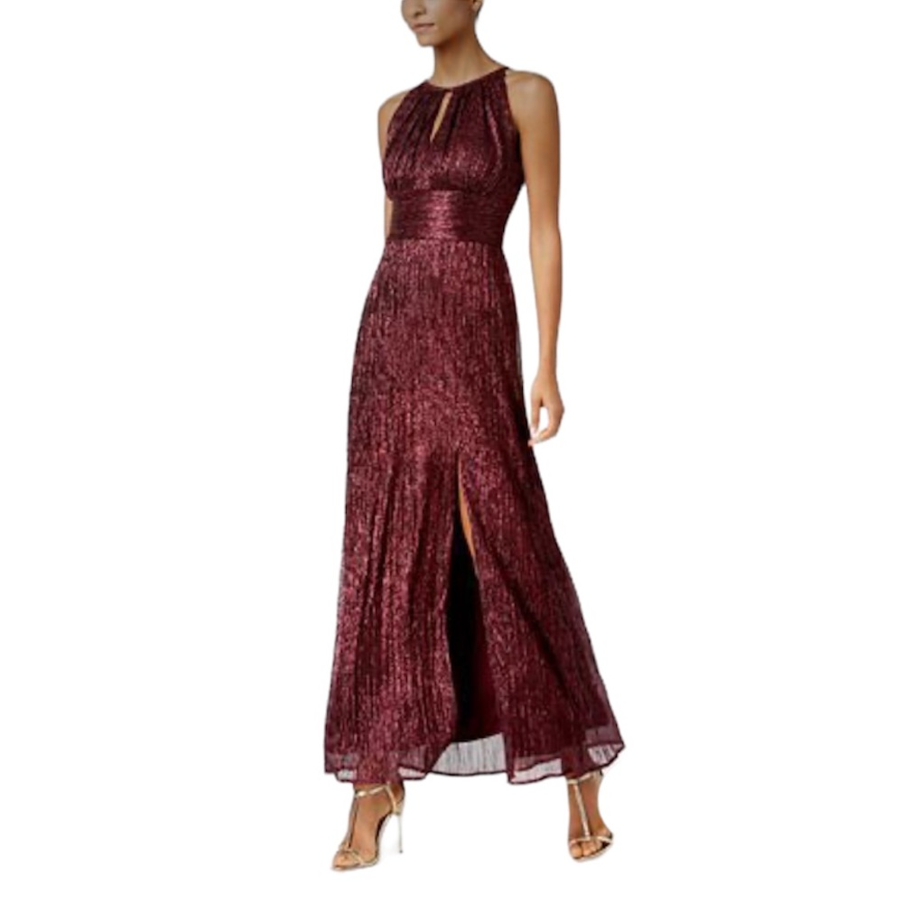 NWOT Keyhole Merlot Metallic Gown